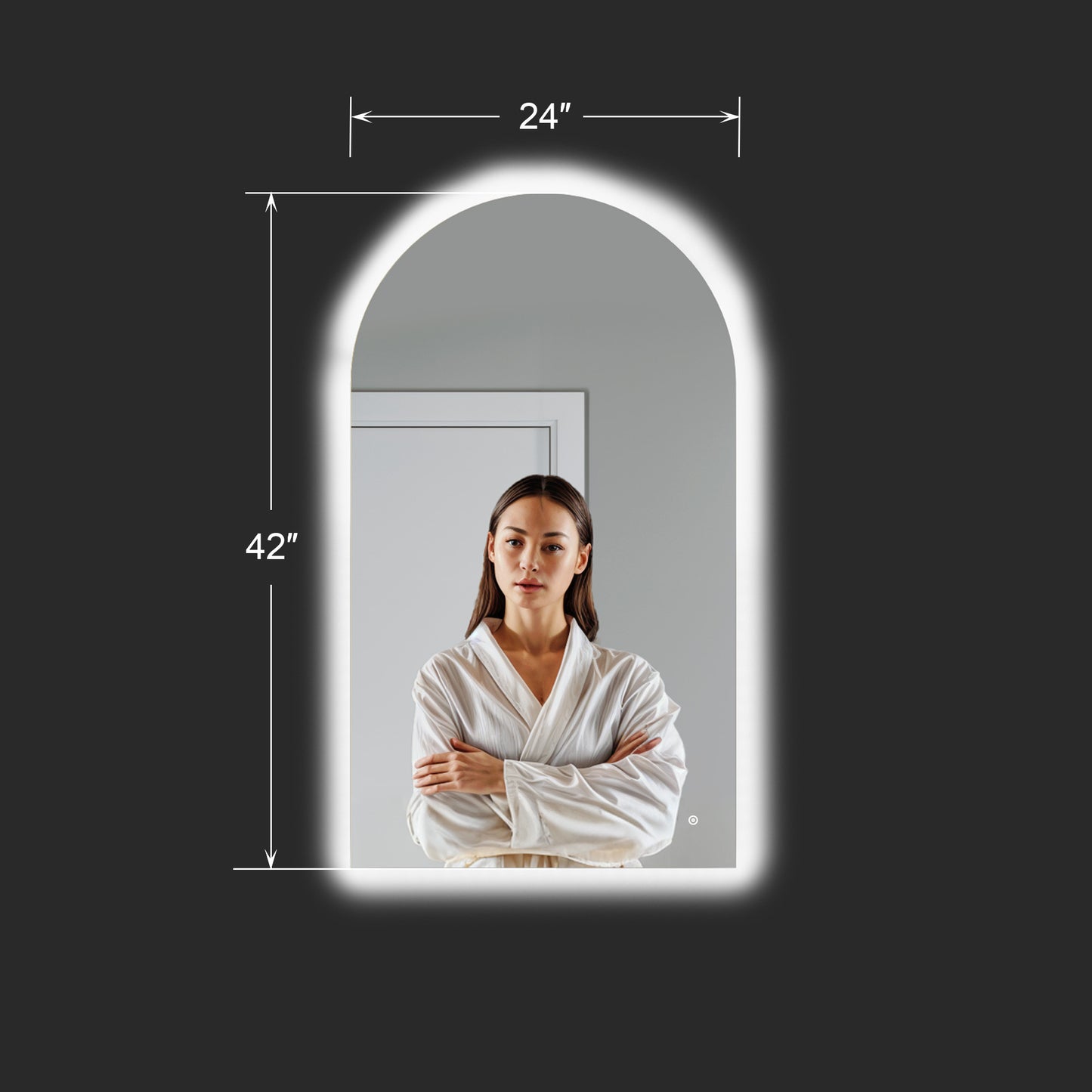 2442 Designer Series Arch Backlit Mirror With Touch Switch LED Light 24"x42"