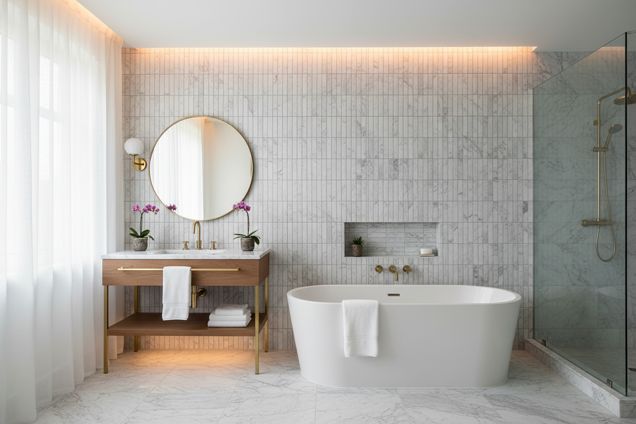 Serene 12.6x12" White Carrara Fluted Natural Stone Mosaic | 2 options