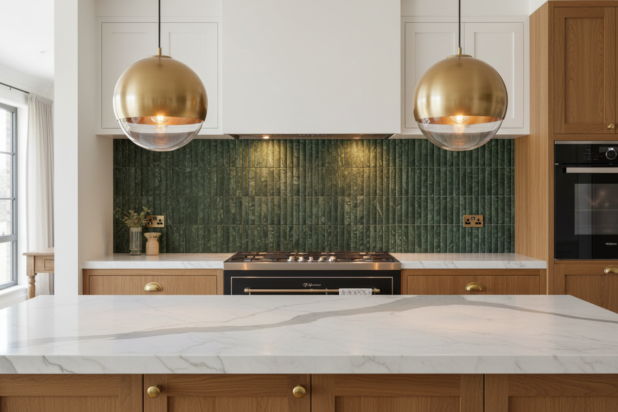 Serene 12.6x12" Forest Green Fluted Natural Stone Mosaic | 2 options