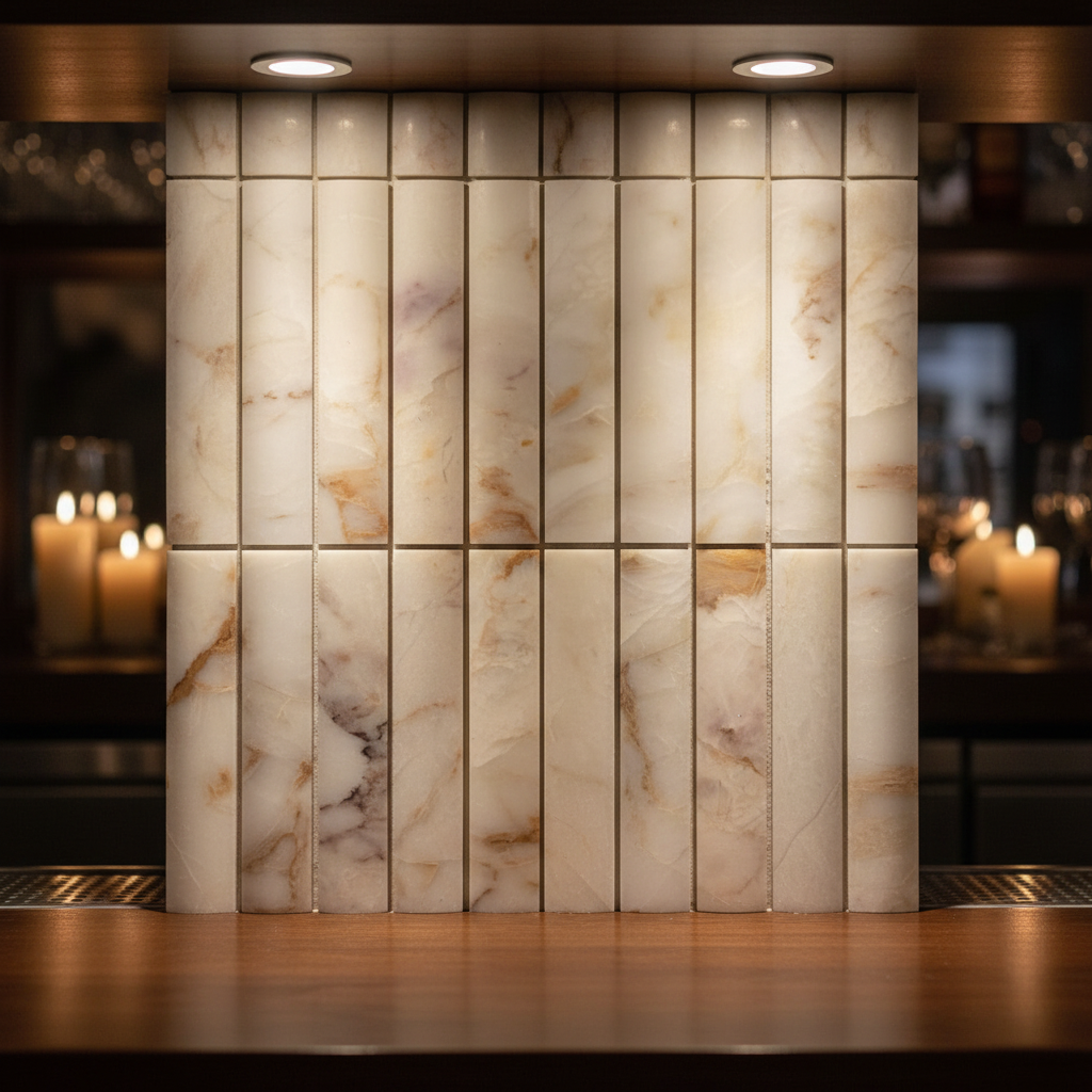 Serene 12.6x12" Paonazzo Fluted Natural Stone Mosaic | 2 options