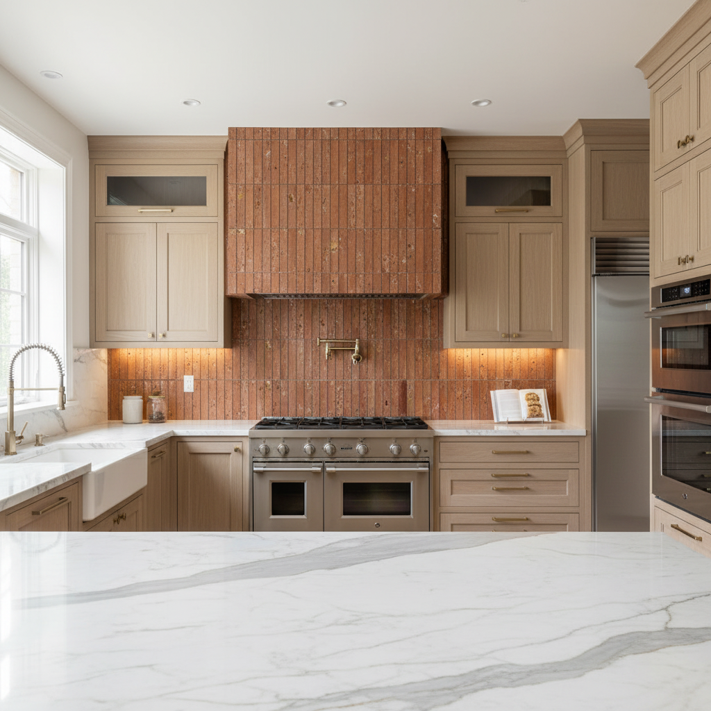 Serene 12.6x12" Travertine Cotto Fluted Natural Stone Mosaic | 2 options