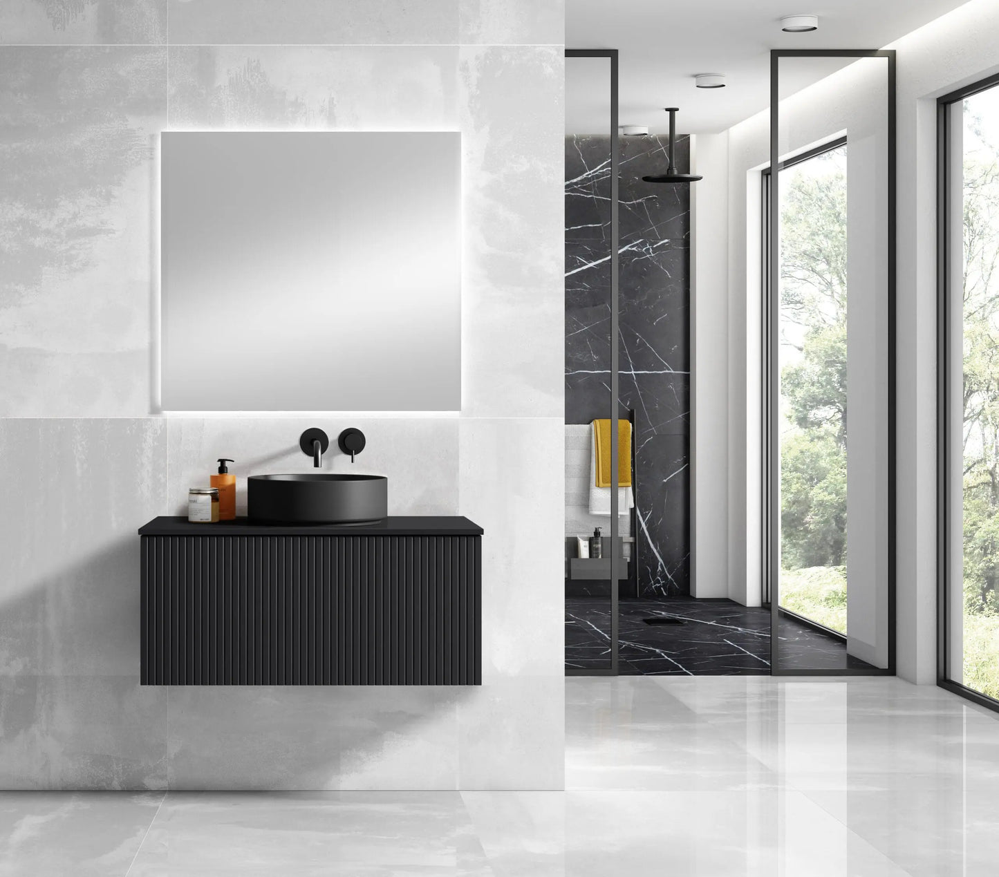 Alima 24" Black Single Bathroom Vanity With Ceramic Top - Tilevanity.com
