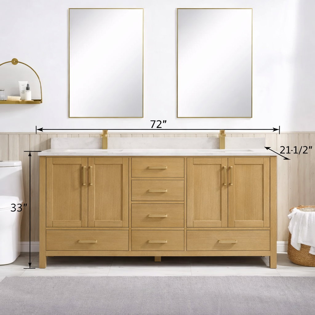 Briar 72" Double Oak Bathroom Vanity | 2 Colors