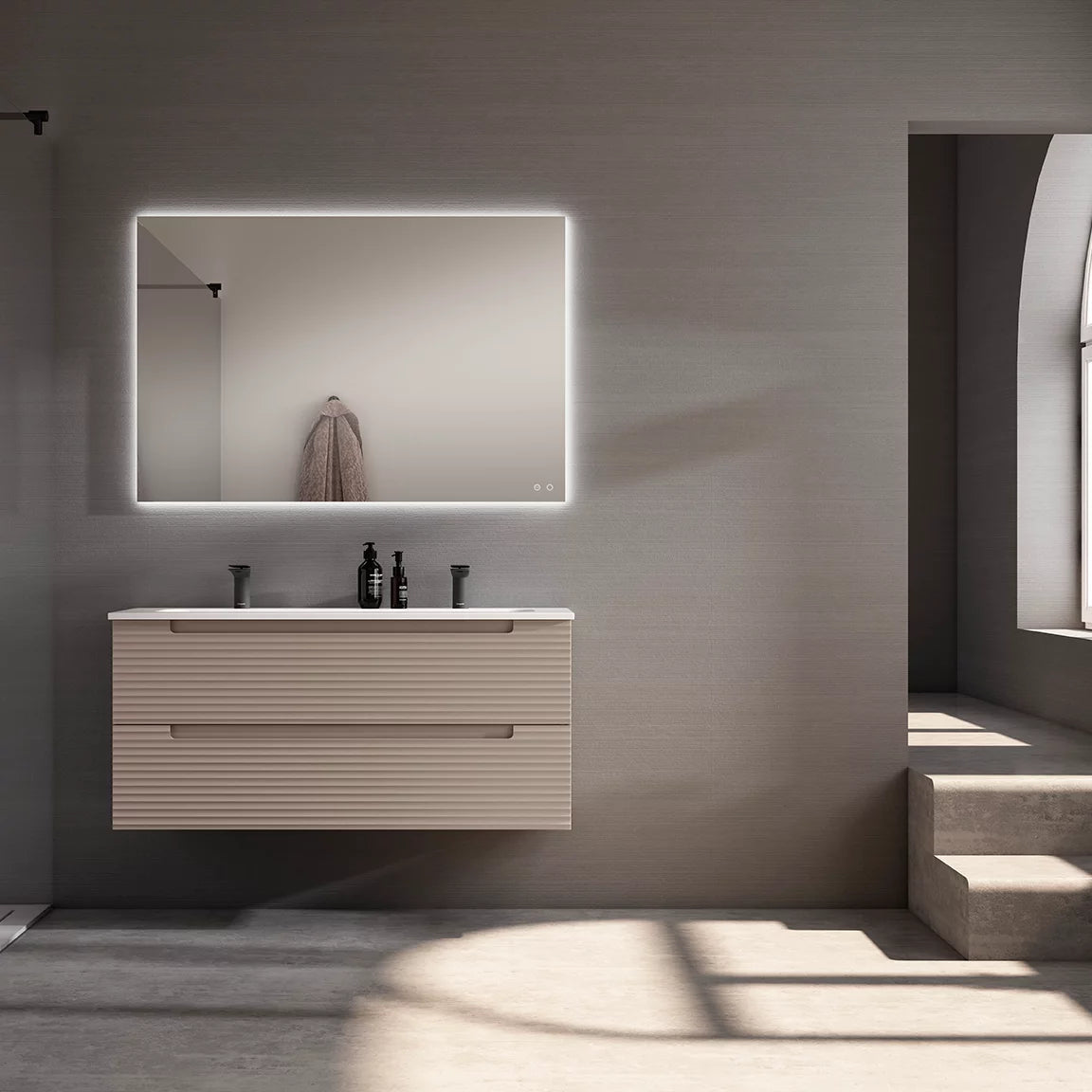 Montello 24" Beige Wall Hung Bathroom Vanity Base Only - Tilevanity.com