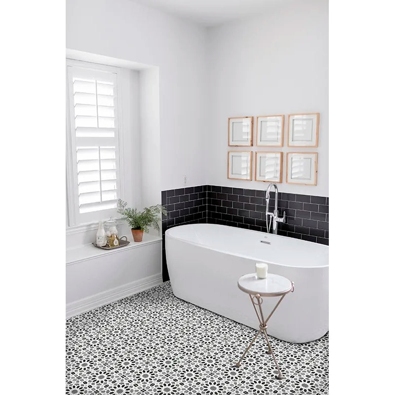 Alhambra Black & White Porcelain Tile 8x8" - Tilevanity.com