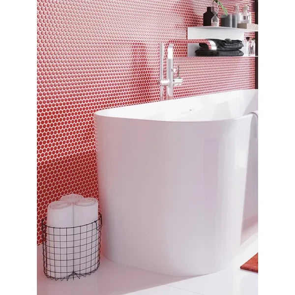 Penny Round Red Glossy Porcelain Tile Mosaic - Tilevanity.com