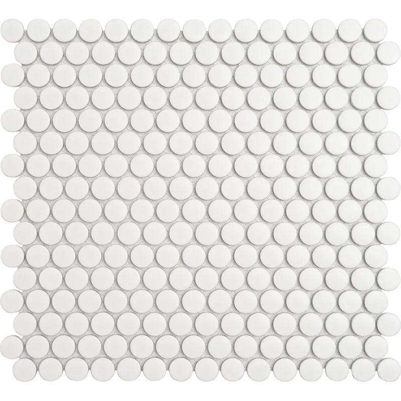 Penny Round White Porcelain Tile Mosaic – Glossy or Matte - Tilevanity.com