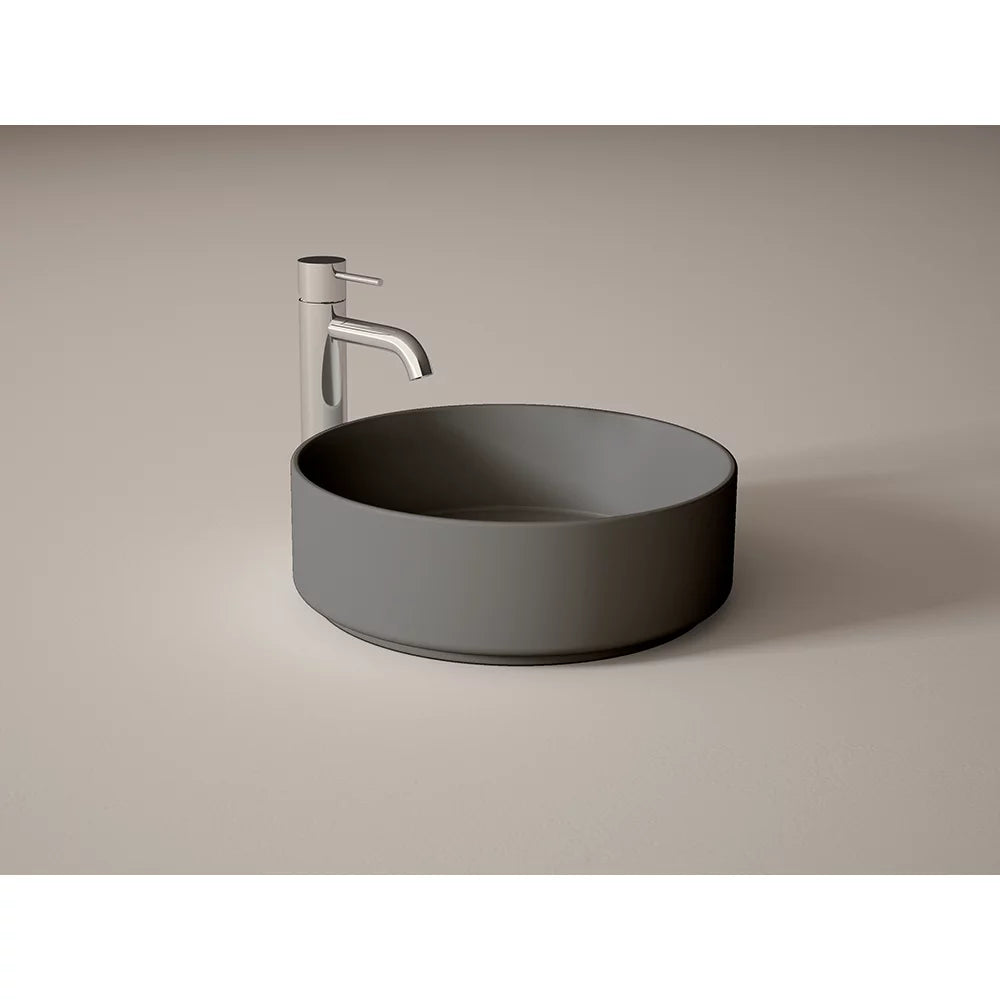 Nova Gray Circular 14.5" Ceramic Vessel Sink - Tilevanity.com