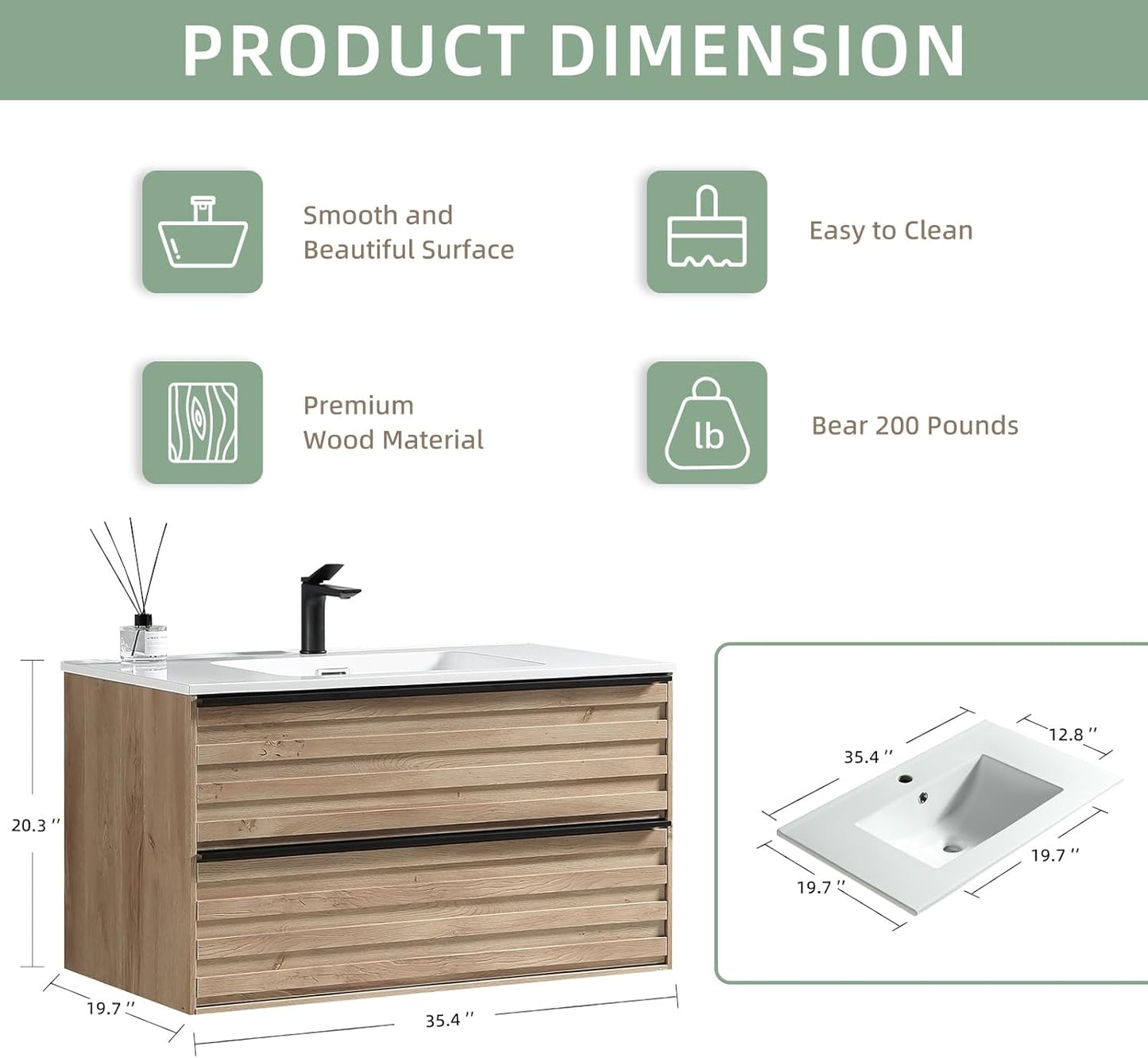03 Designer Series – 36 Inch Vanity With Sink - Tilevanity.com