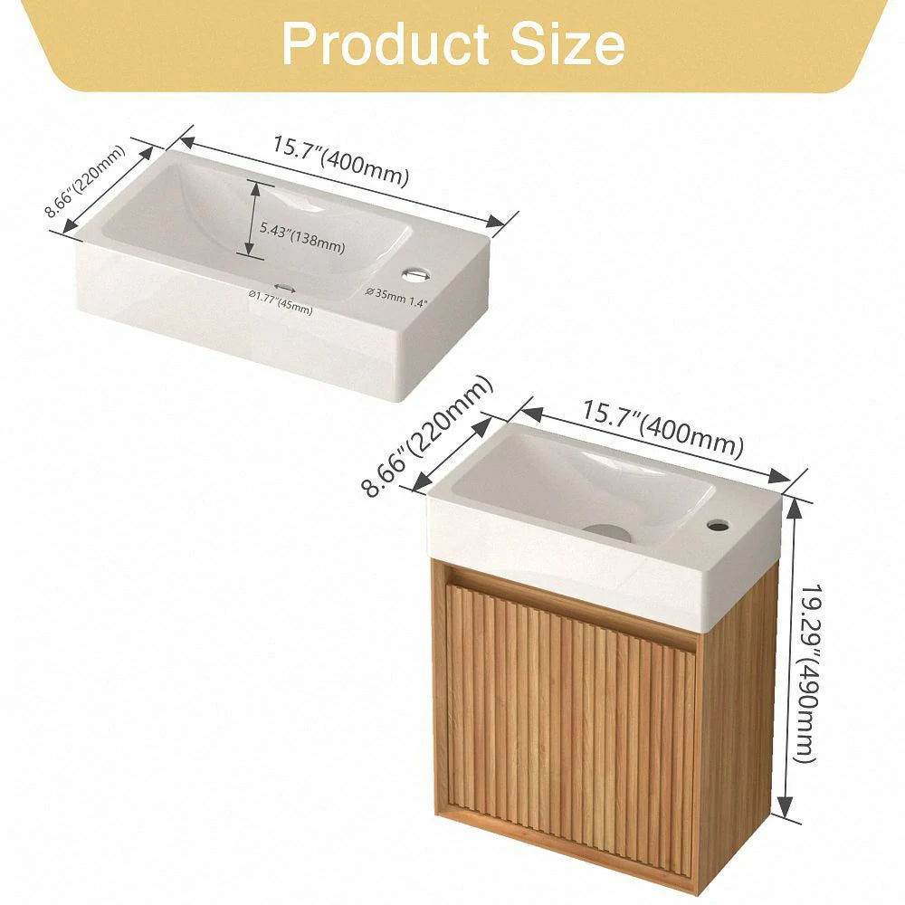 Heather 16" Wall Mounted Bathroom Vanity with Resin Basin