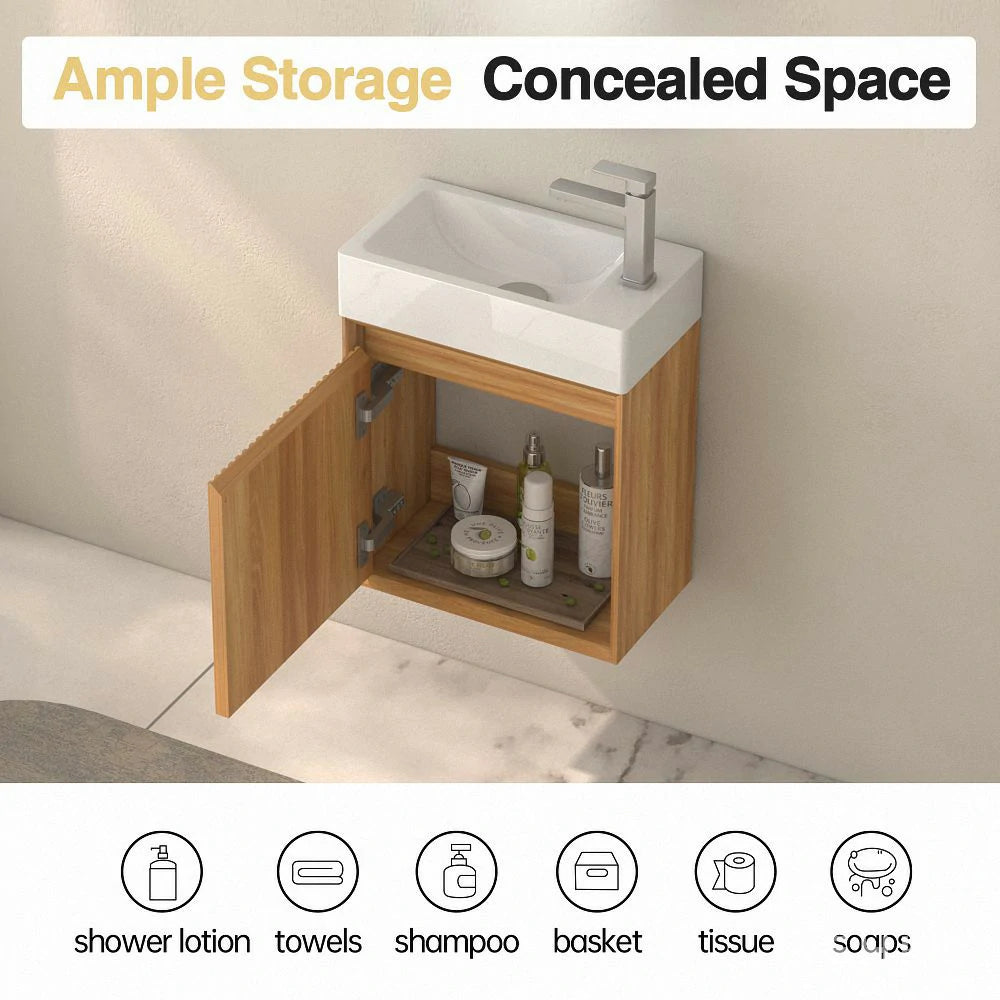 Heather 16" Wall Mounted Bathroom Vanity with Resin Basin