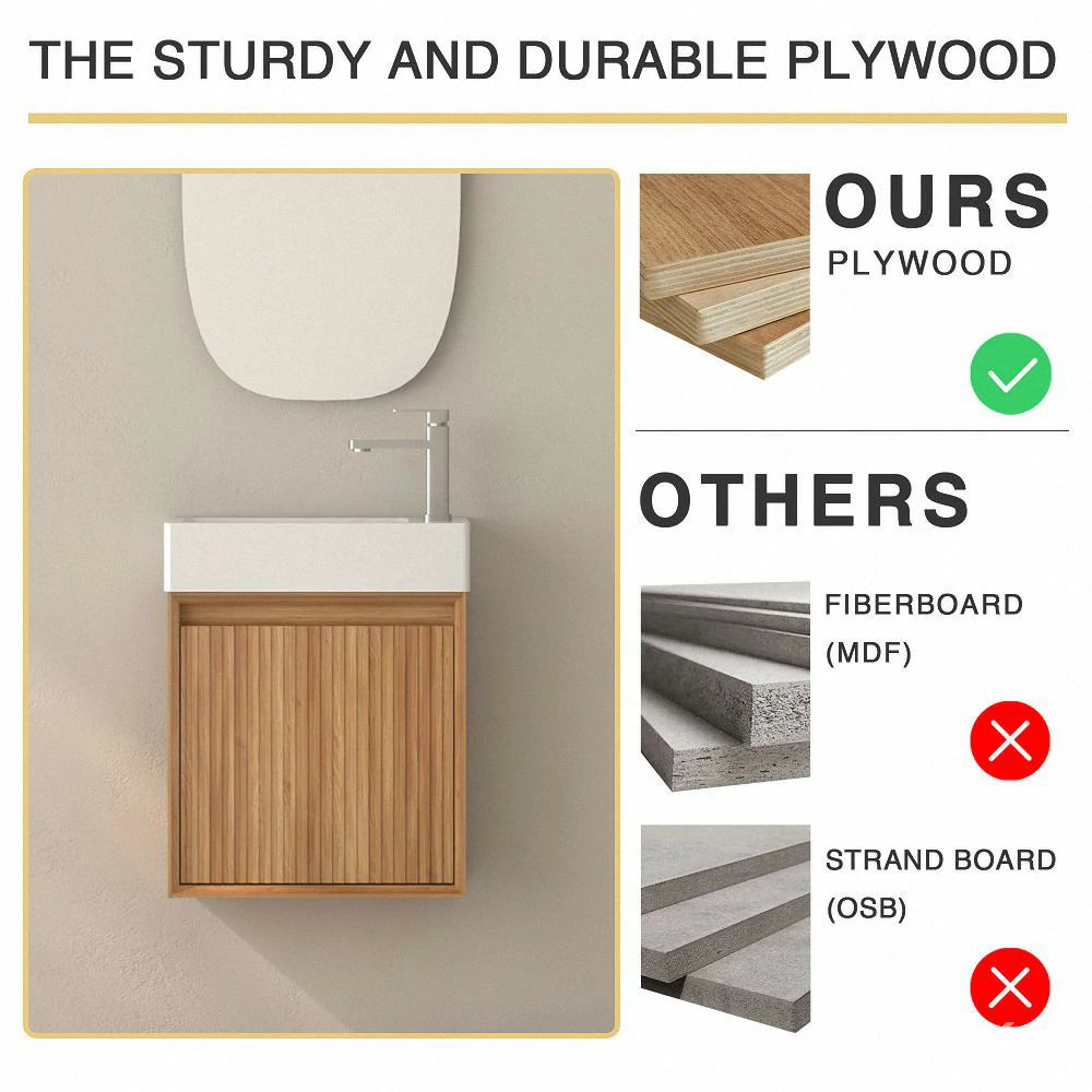 Heather 16" Wall Mounted Bathroom Vanity with Resin Basin