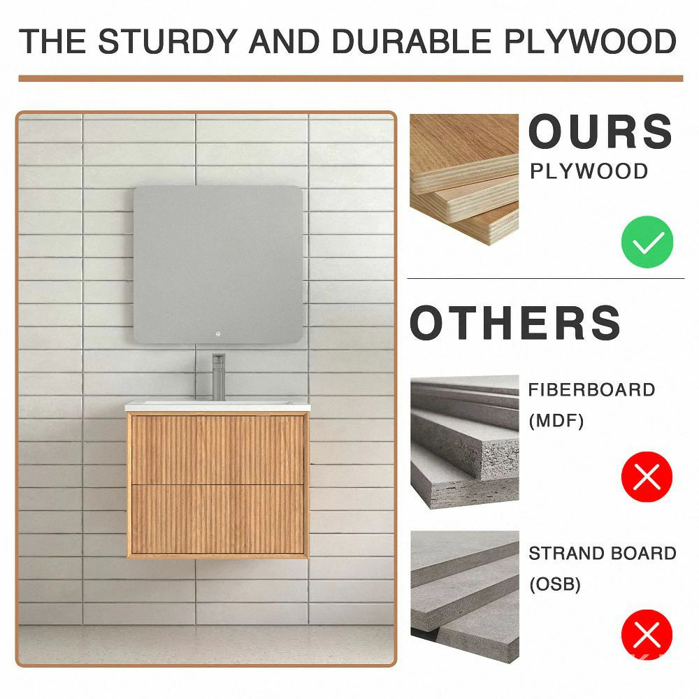 Margaret 24" Floating Bathroom Vanity with White Resin Integrated Basin - Tilevanity.com