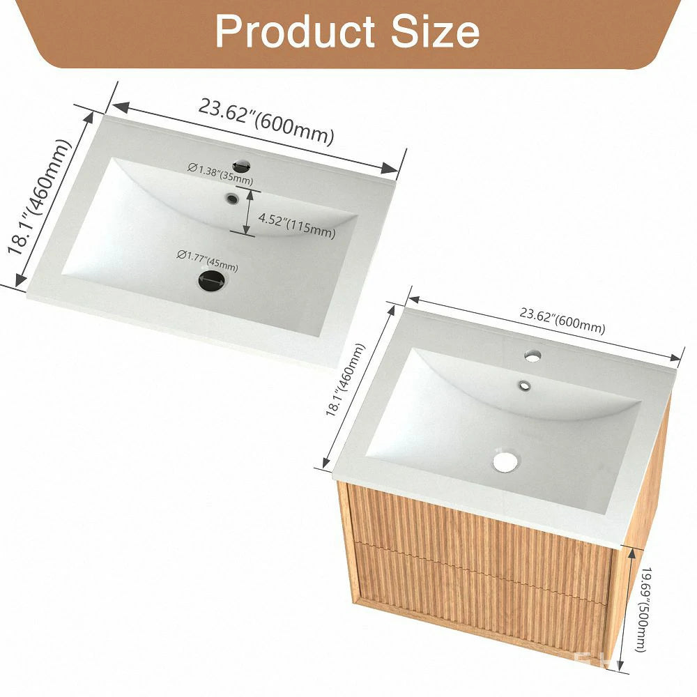 Margaret 24" Floating Bathroom Vanity with White Resin Integrated Basin - Tilevanity.com