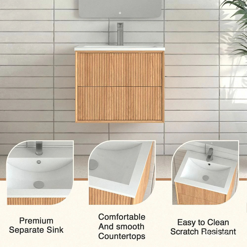 Margaret 24" Floating Bathroom Vanity with White Resin Integrated Basin - Tilevanity.com