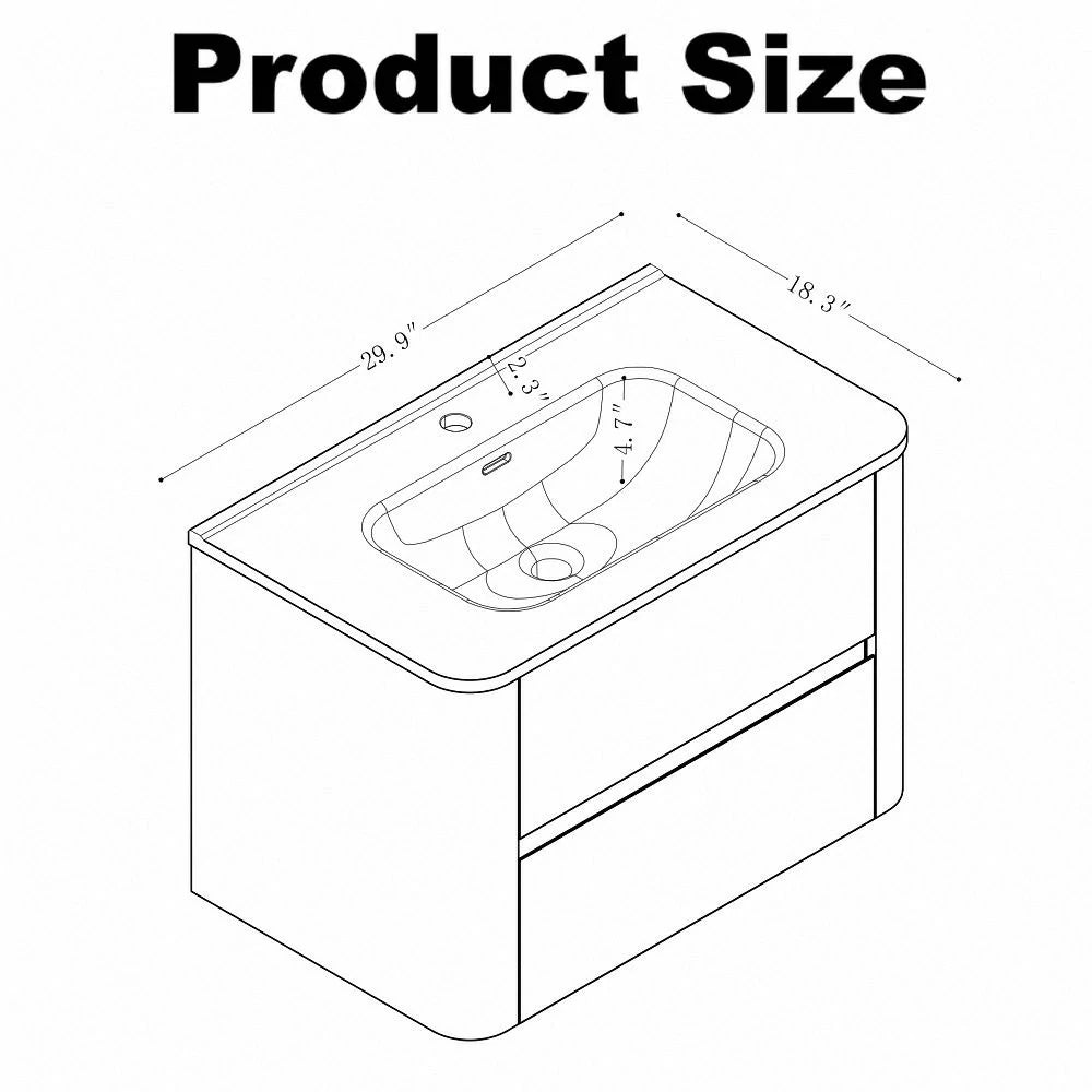 Michelle 30" Wall Mounted Bathroom Vanity with Sink – Dark Walnut - Tilevanity.com