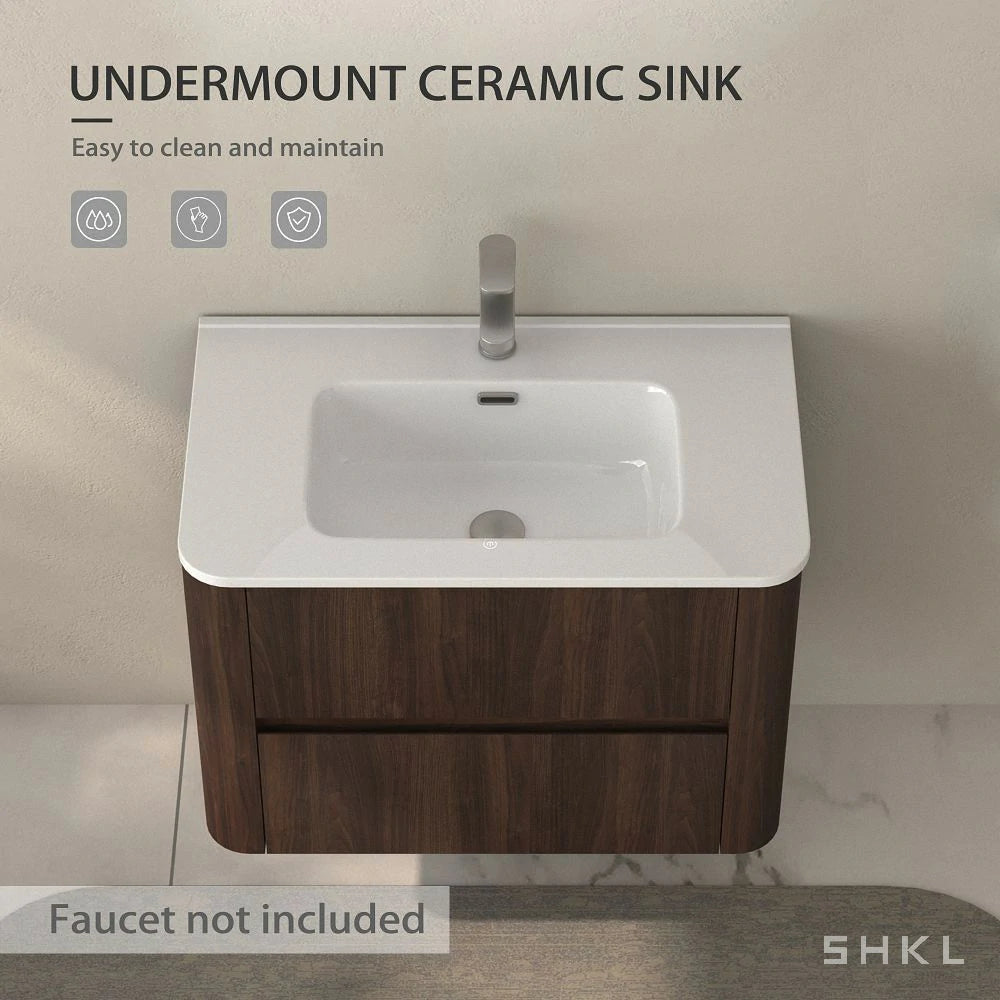 Michelle 30" Wall Mounted Bathroom Vanity with Sink – Dark Walnut - Tilevanity.com