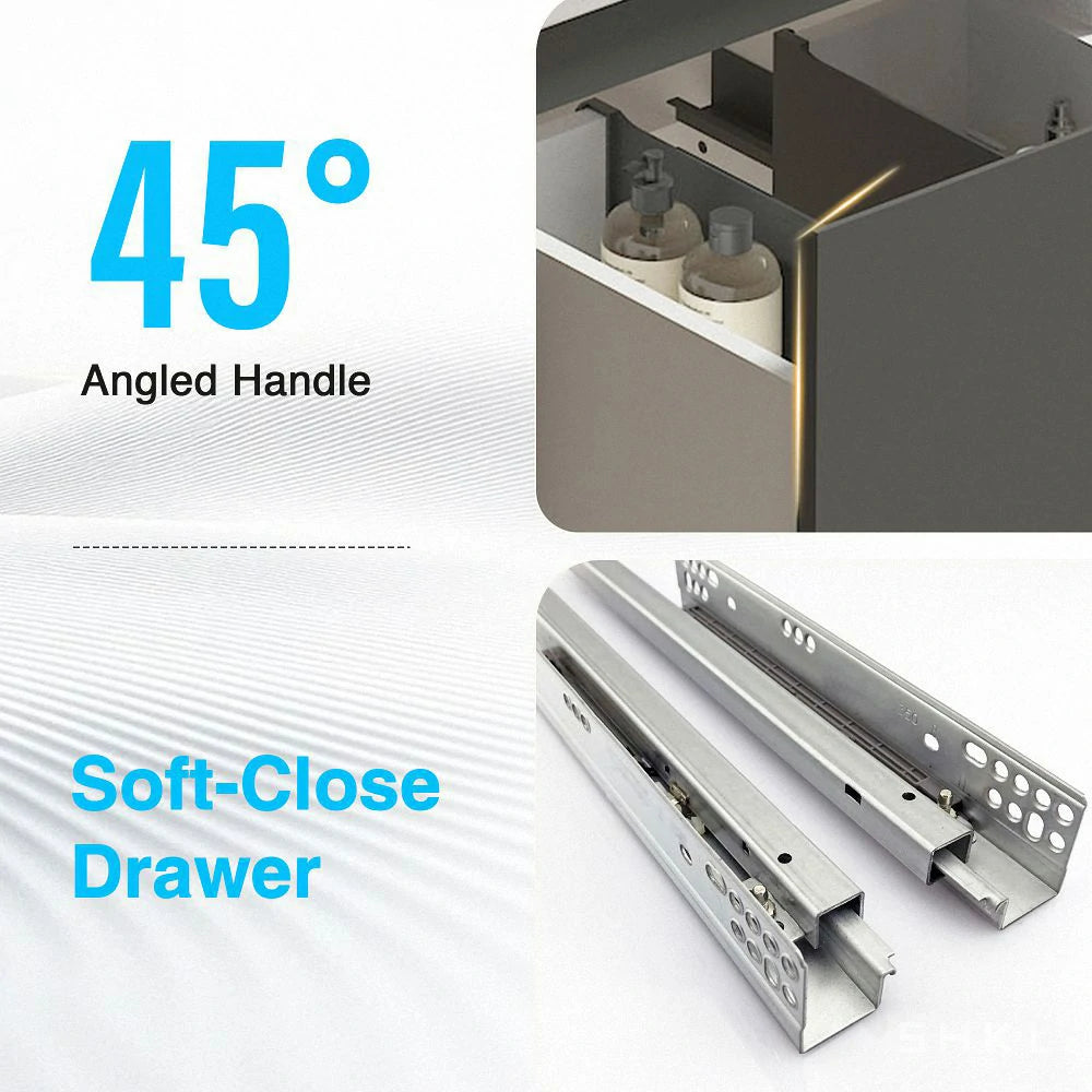 Riley Grey 24" Wall Mounted Bathroom Vanity with Basin