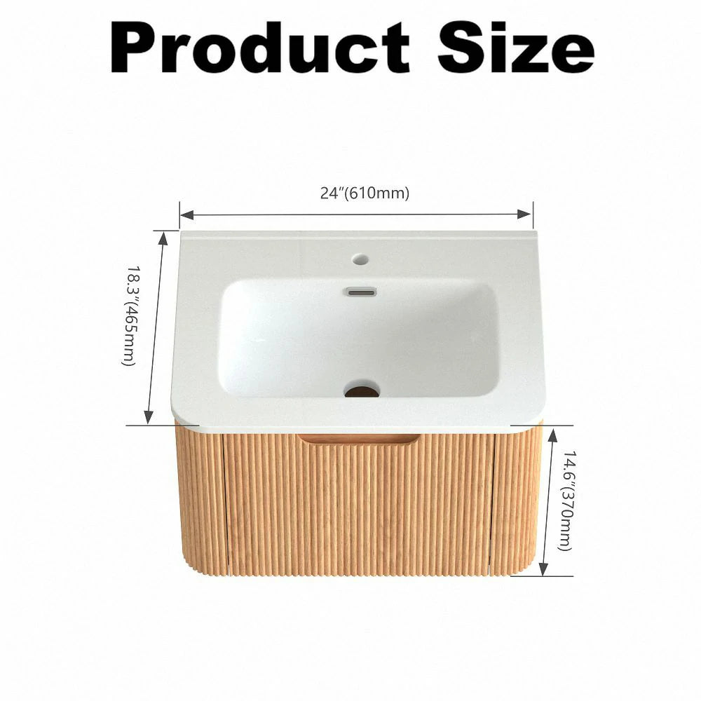 Cosette 24" Wall-Mounted Bathroom Vanity – Natural Walnut with Basin