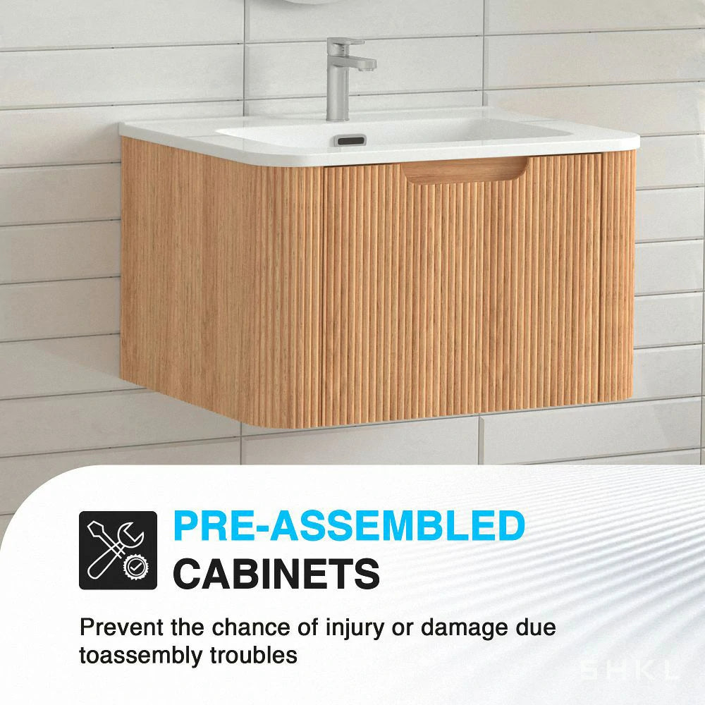 Cosette 24" Wall-Mounted Bathroom Vanity – Natural Walnut with Basin