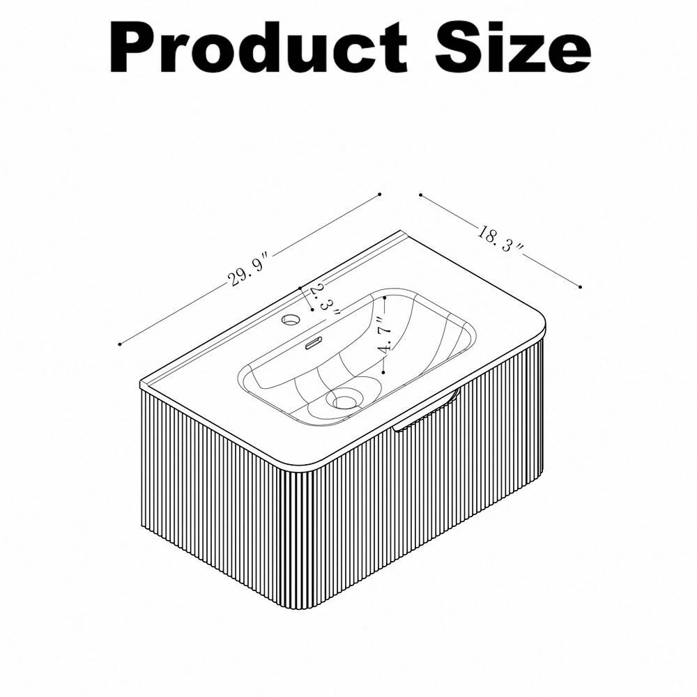 Cosette 30" Wall-Mounted Bathroom Vanity – Natural Walnut with Basin