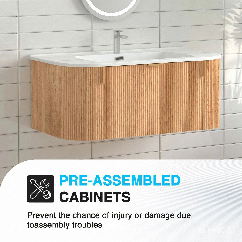 Cosette 36" Wall-Mounted Bathroom Vanity – Natural Walnut with Basin