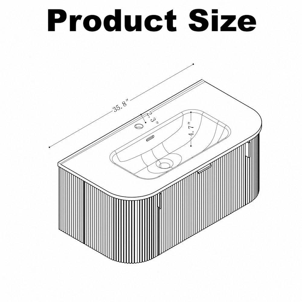 Cosette 36" Wall-Mounted Bathroom Vanity – Natural Walnut with Basin