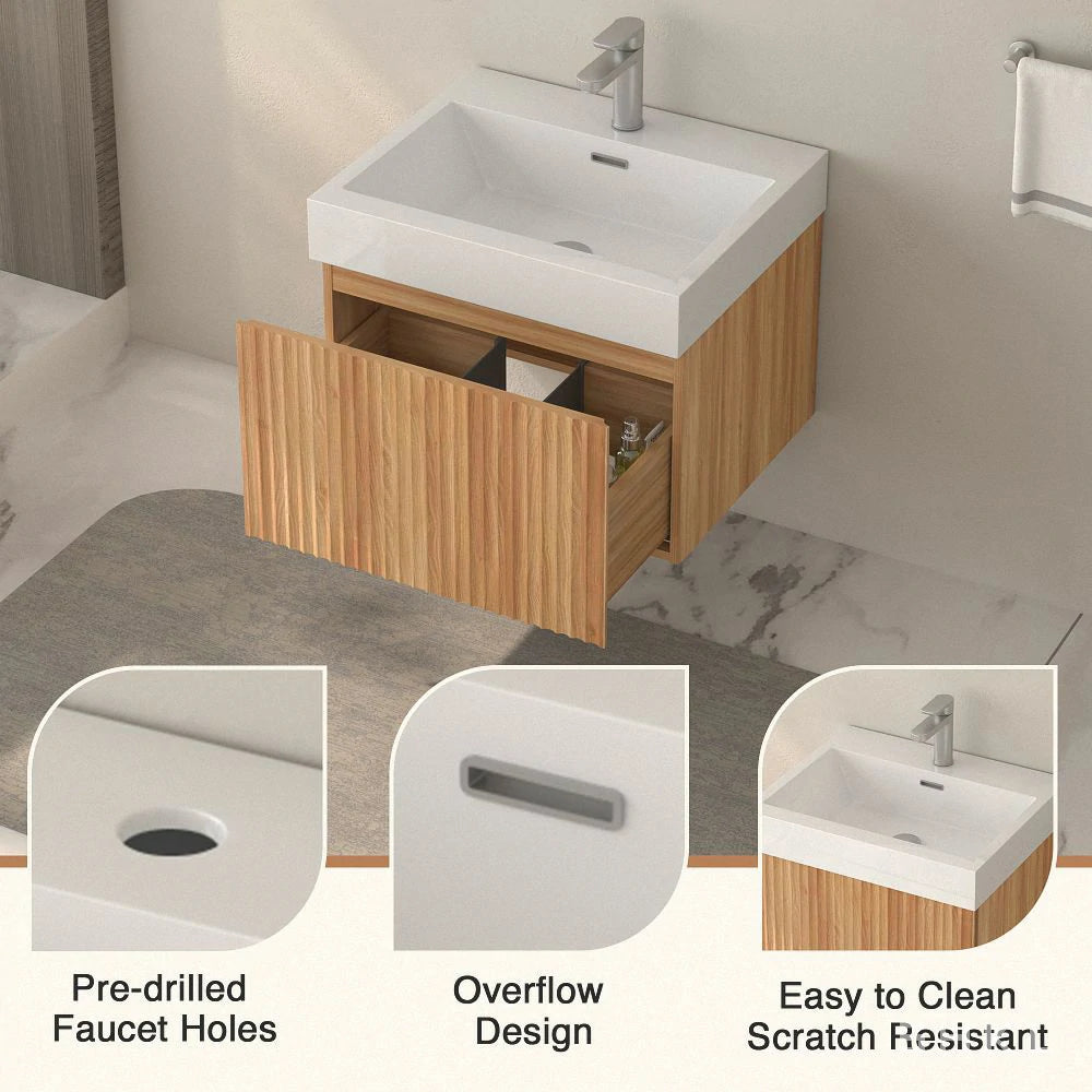 Sophie 24" Bathroom Vanity with Integrated Basin – Acacia Color - Tilevanity.com