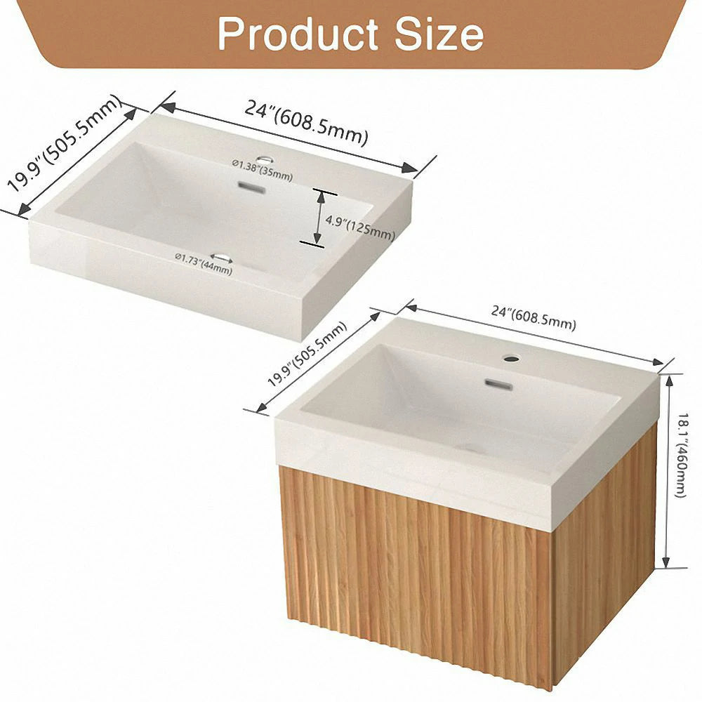 Sophie 24" Bathroom Vanity with Integrated Basin – Acacia Color - Tilevanity.com