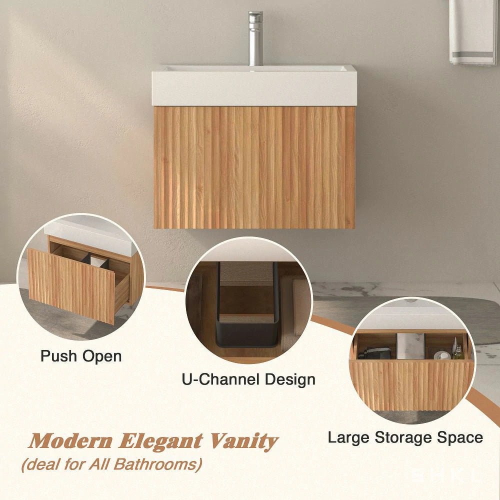 Sophie 24" Bathroom Vanity with Integrated Basin – Acacia Color - Tilevanity.com