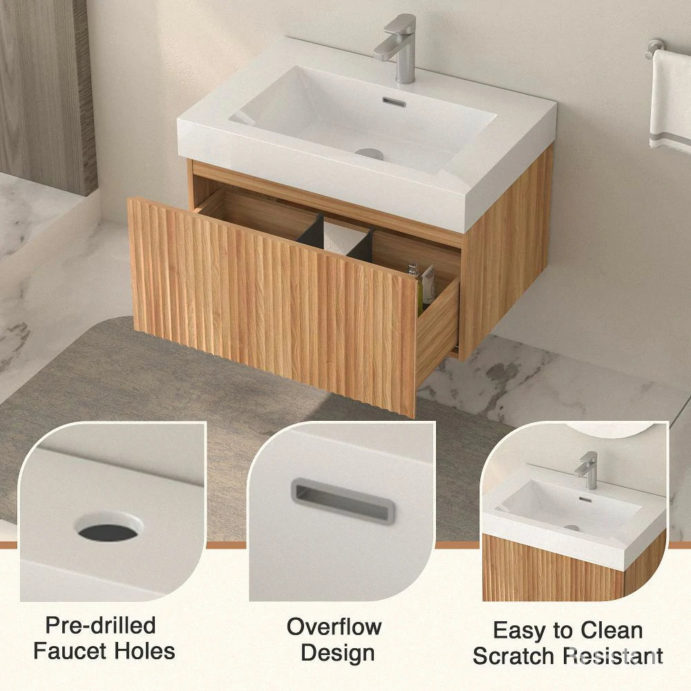 Sophie 30" Bathroom Vanity with Integrated Basin – Acacia Color - Tilevanity.com