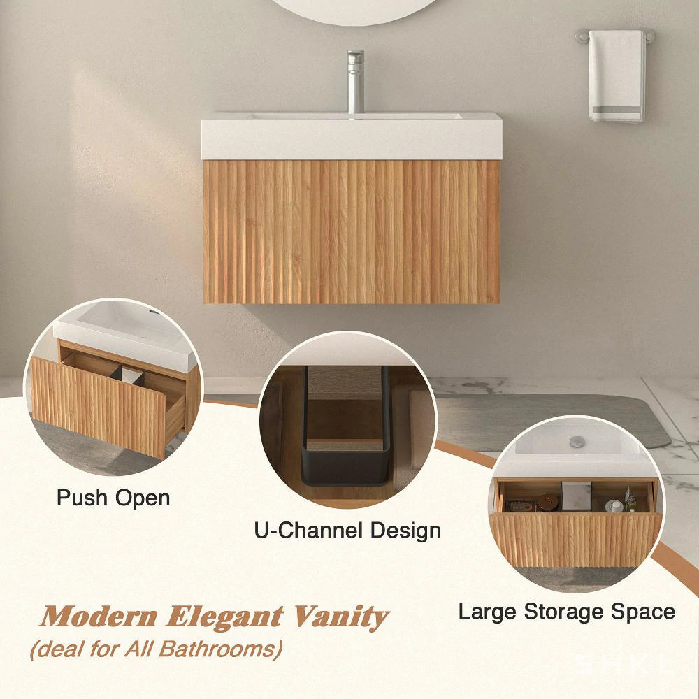 Sophie 30" Bathroom Vanity with Integrated Basin – Acacia Color - Tilevanity.com