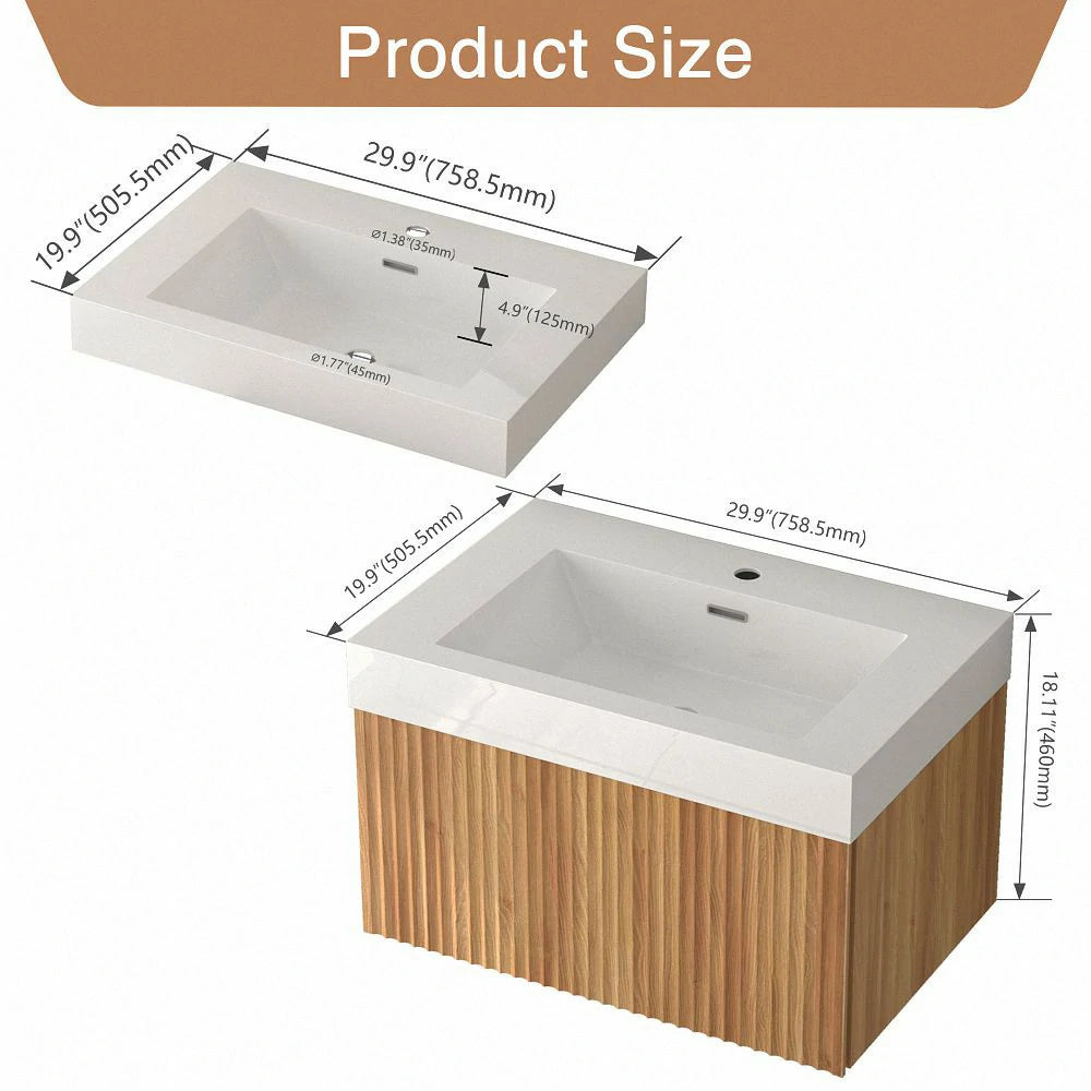 Sophie 30" Bathroom Vanity with Integrated Basin – Acacia Color - Tilevanity.com