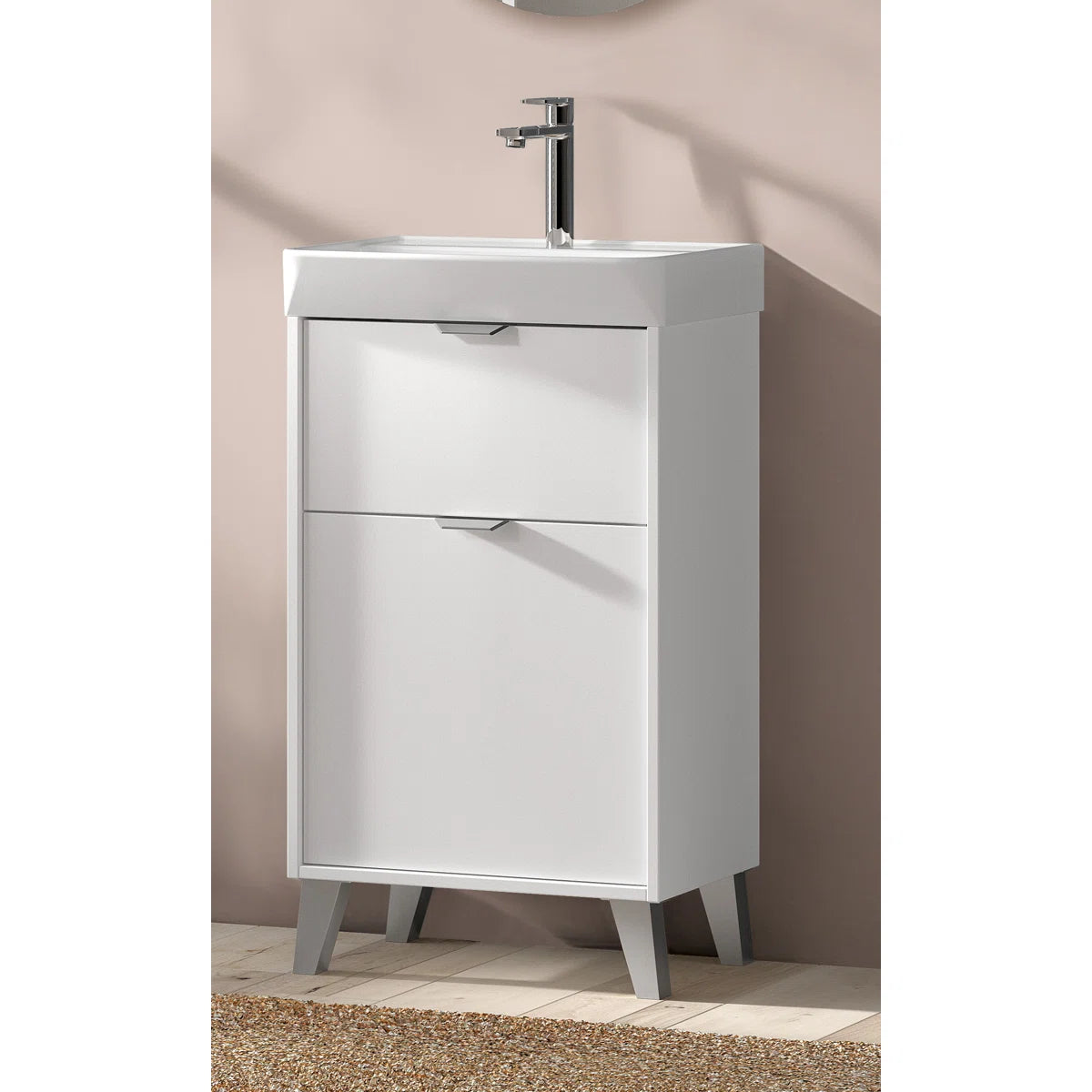 Midline 20" White Free Standing Vanity With Sink - Tilevanity.com