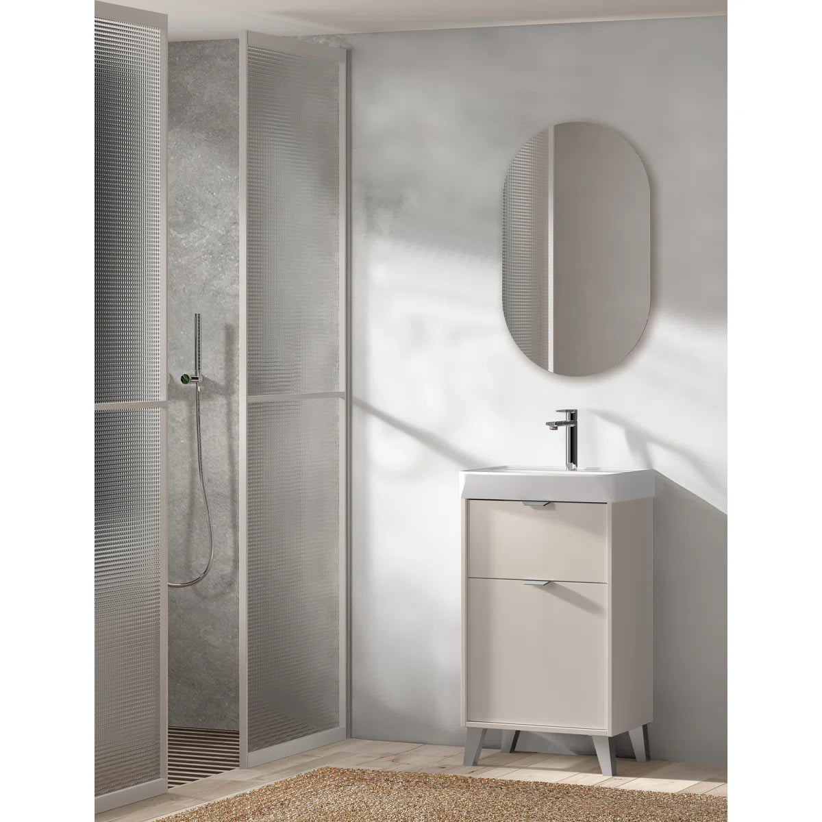 Midline 20" Beige Free Standing Vanity With Sink - Tilevanity.com