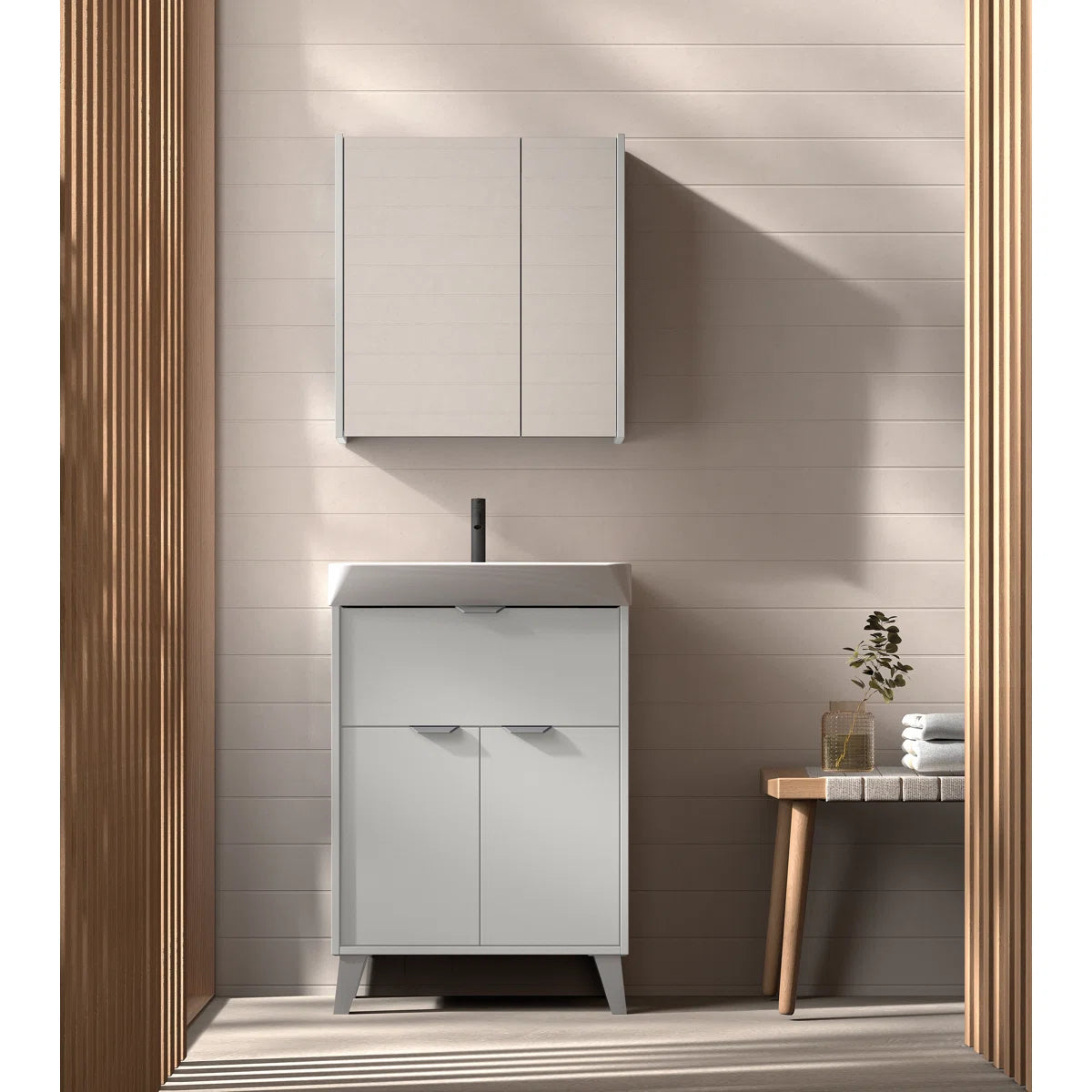 Midline 24" White Free Standing Vanity With Sink - Tilevanity.com