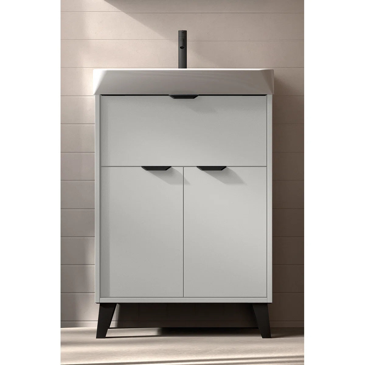 Midline 24" White Free Standing Vanity With Sink - Tilevanity.com