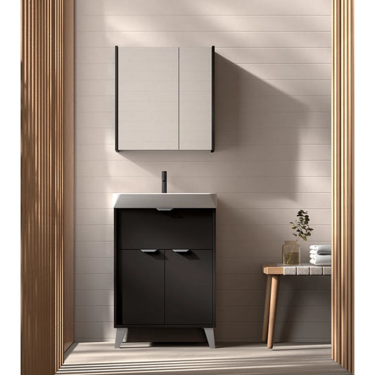 Midline 20" Black Free Standing Vanity With Sink - Tilevanity.com