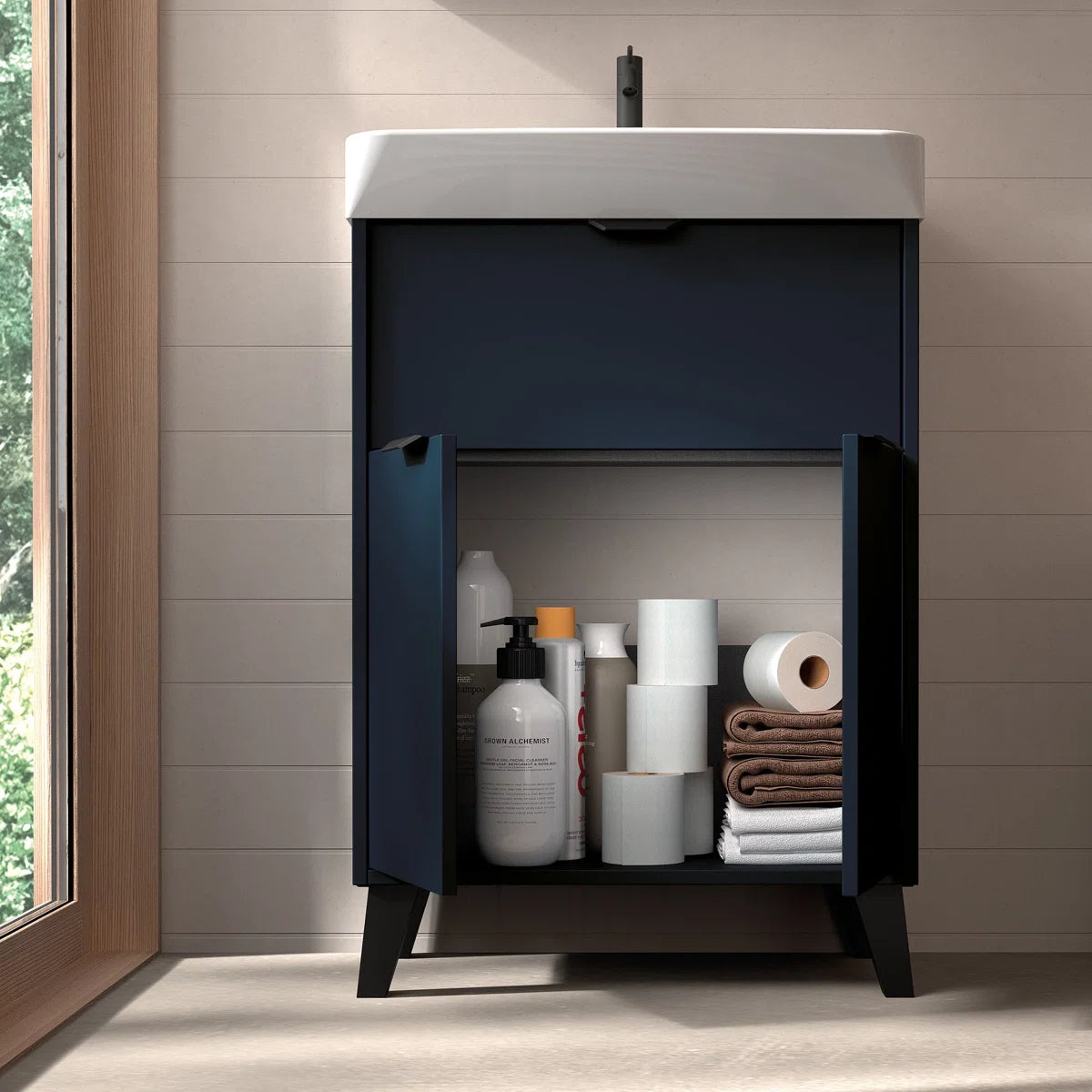 Midline 24" White Free Standing Vanity With Sink - Tilevanity.com