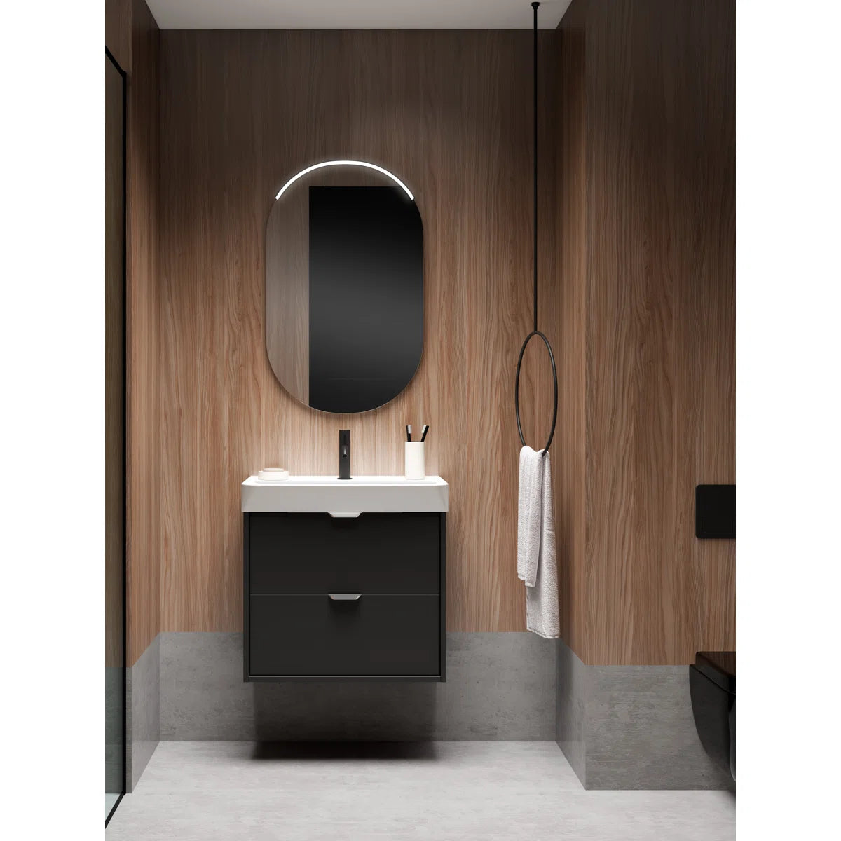 Midline 24" Black Wall Hung Vanity With Sink - Tilevanity.com