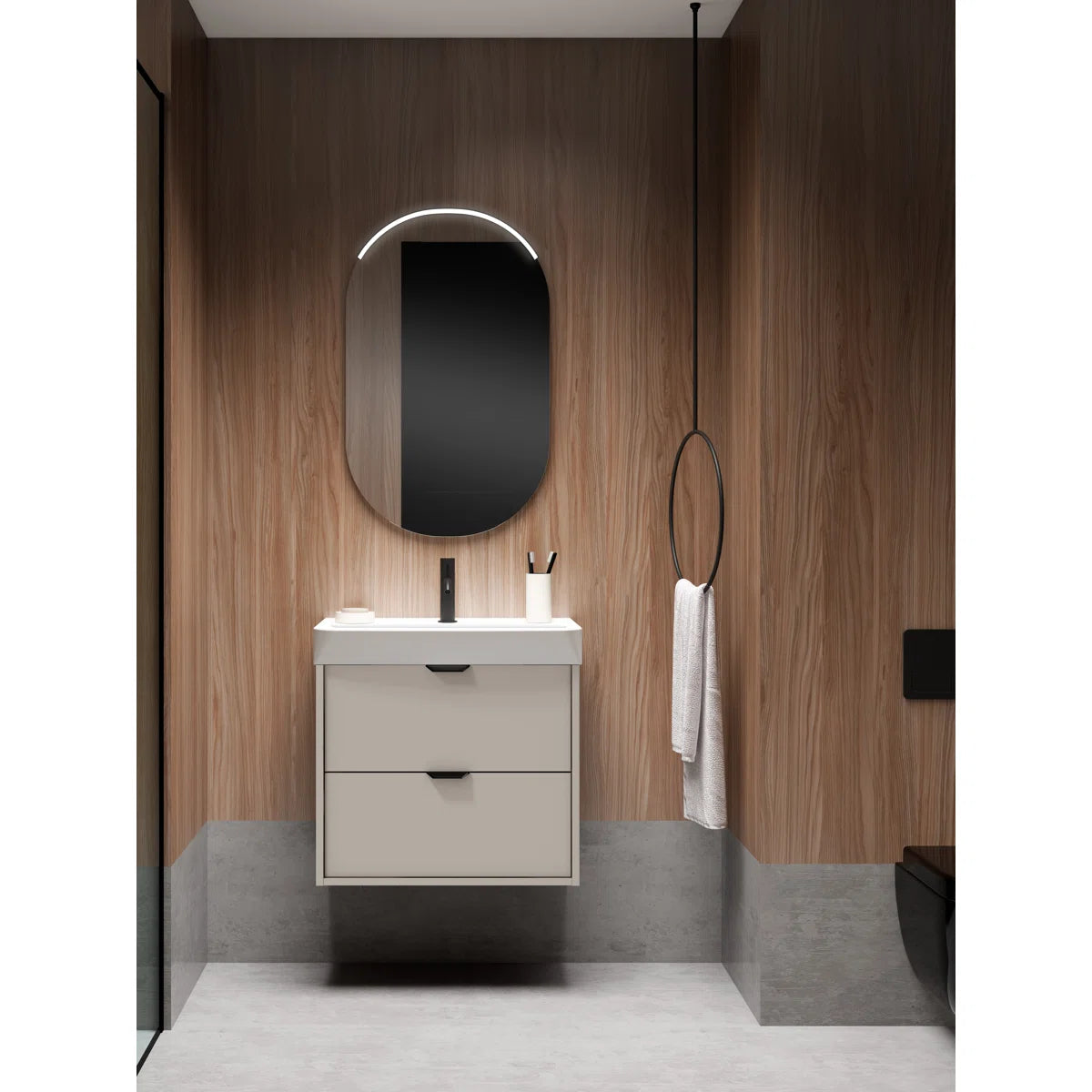 Midline 24" Beige Wall Hung Vanity With Sink - Tilevanity.com