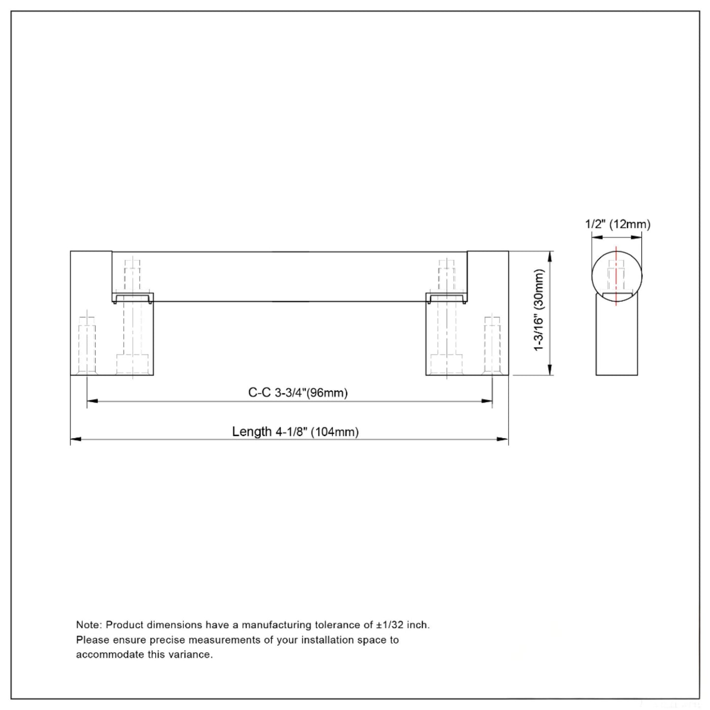 Modern Bar Cabinet Handle – 3-3/4″	x 1-3/16″Brushed Satin Nickel (Pack of 2)