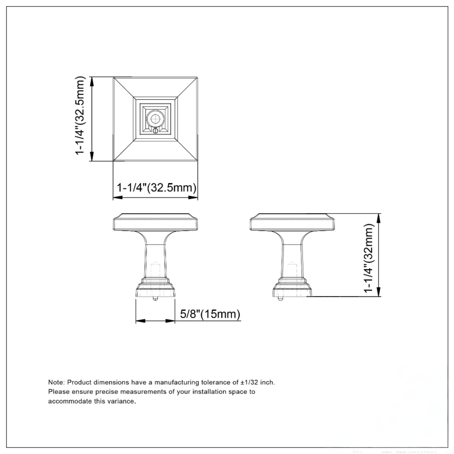 Classic Square Cabinet Knobs (Pack of 2) | 4 Colors