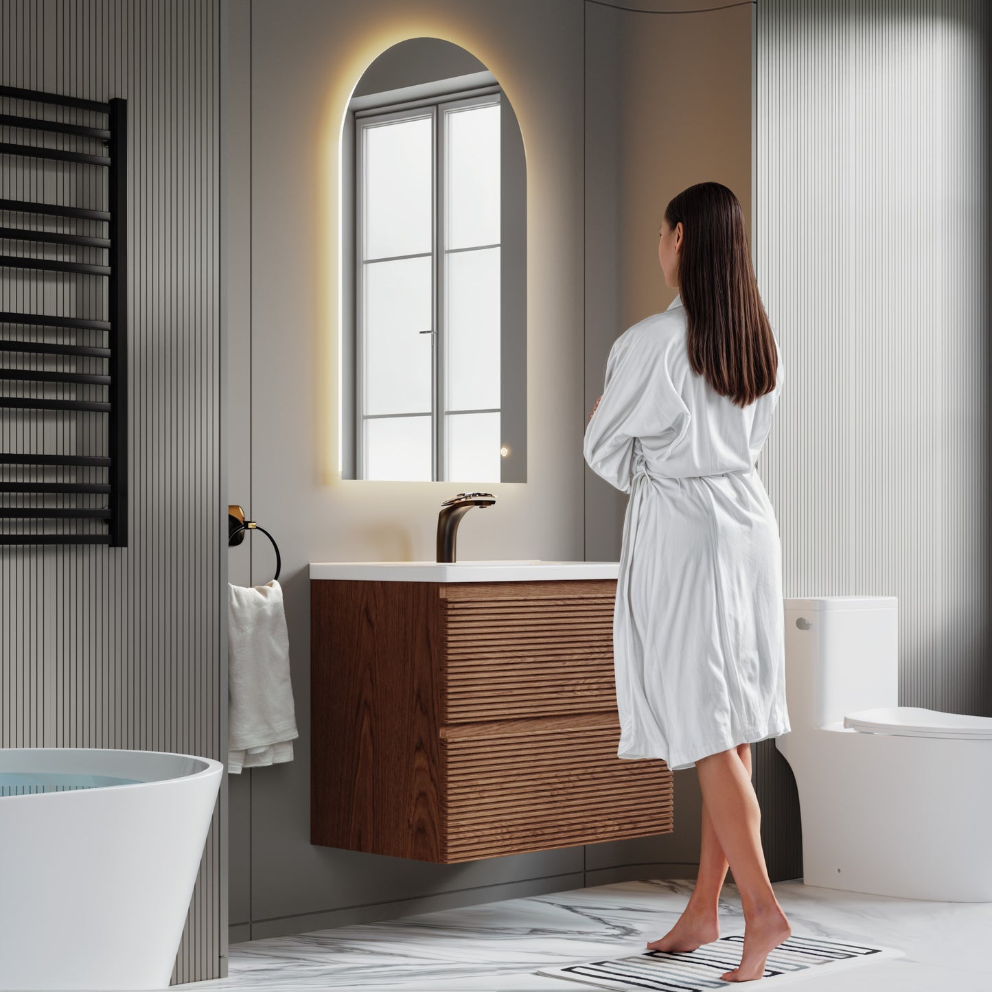 2442 Designer Series Arch Backlit Mirror With Touch Switch LED Light 24"x42"