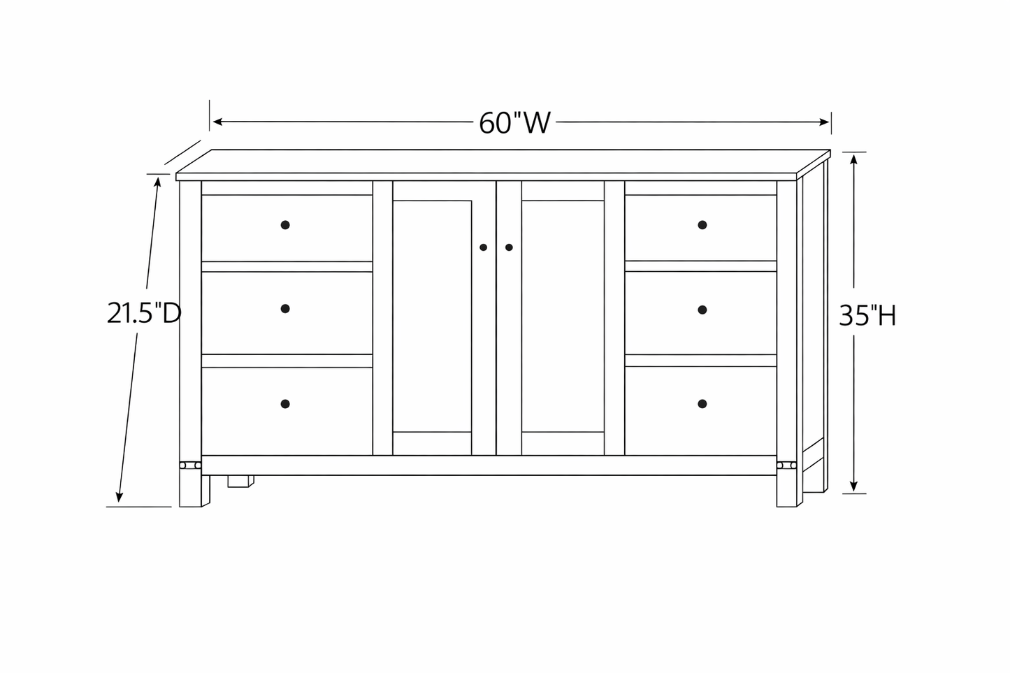 Califina 48"/60"/72"W Amish Made Bathroom Vanity (base only)