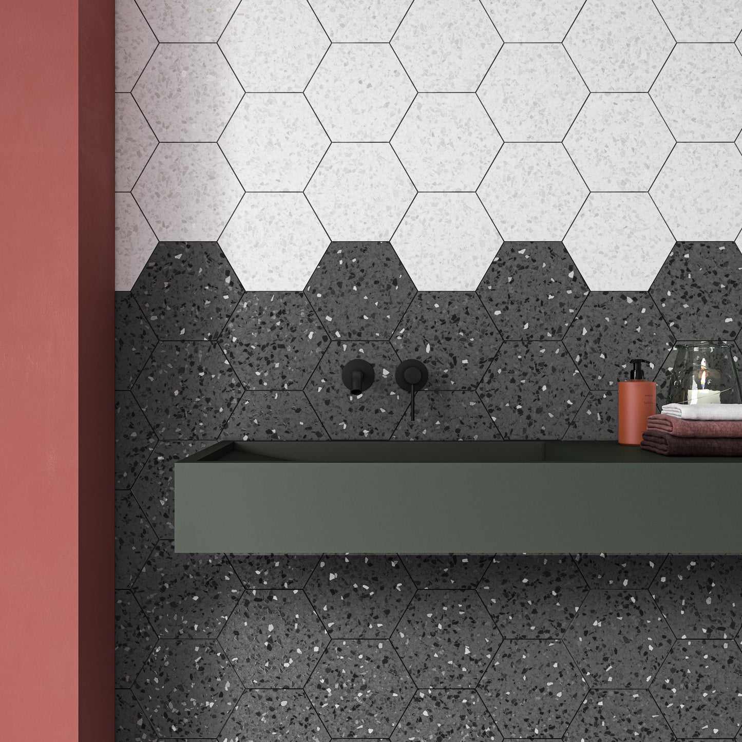 Spark Hexagon Dark Gray Porcelain Tile 8x9"