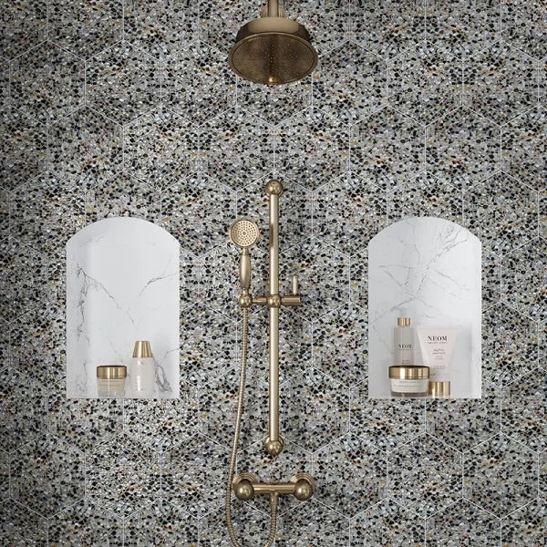 Terrazzo Studio Gloss Hexagon 7.8x9" Shell Tile | 4 Colors