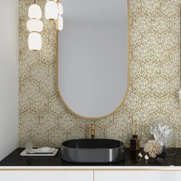 Terrazzo Studio Gloss Hexagon 7.8x9" Shell Tile | 4 Colors