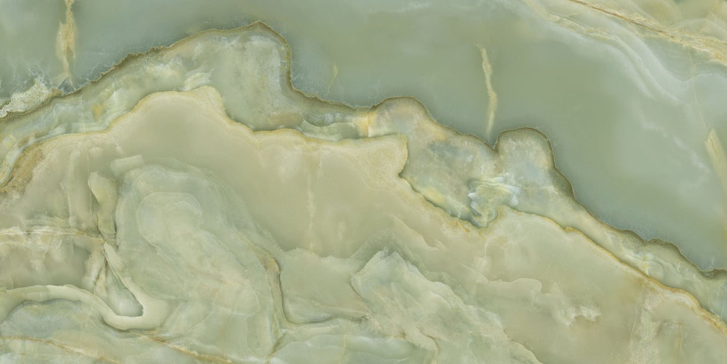 Onice Reale Giada Green Polished Porcelain 24x48" - Tilevanity.com