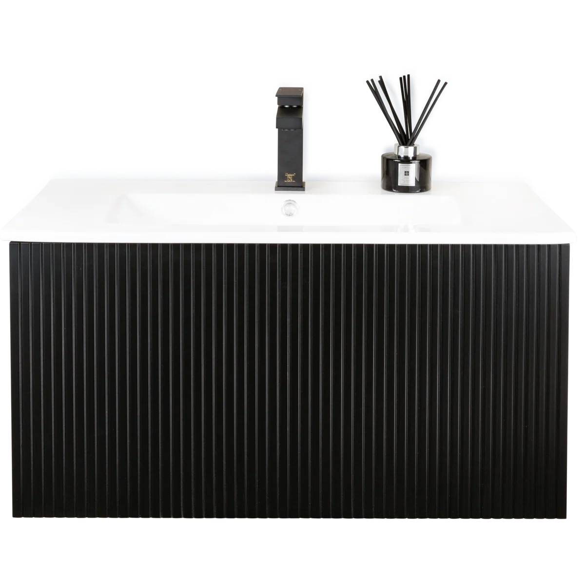 Alima 24" Black Single Bathroom Vanity With Ceramic Top - Tilevanity.com